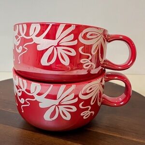 Starbucks 2023 Holiday Red Ribbon Bow Mugs – Set of 2 (New)